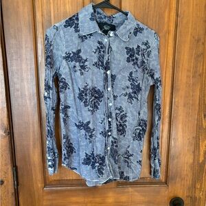 Cino Button Up Womens Blue Shirt